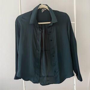 H&M Dark Teal Button-Up Blouse